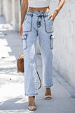 High Waist Wide Leg Cargo Jeans