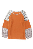 Leopard Colorblock Waffle Knit Top