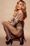 Rhinestone Fishnet Mesh Open Crotch Bodystockings