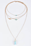 Turquoise Gemstone Pendant Multi-Layered Necklace