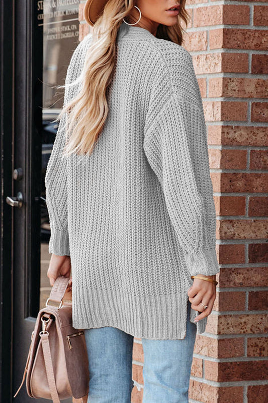 Buttoned Front Drop Shoulder Knitted Cardigan