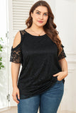 Floral Lace Cold Shoulder Plus Size Top