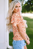 Floral Tiered Flutter Sleeve Blouse