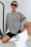 Cable Textured Drop Shoulder Pullover Sweatshirt