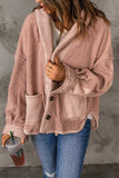 Veste ample boutonnée en daim rose Sherpa Patchwork