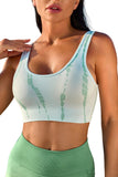 Ribbed Trim Tie Dye Cropped Gym Top