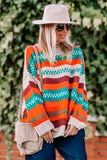 Color Block Striped Loose Sleeve Sweater