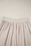 Beige Smocked High Waist Wide Leg Plus Size Pants