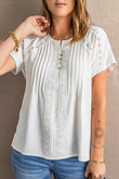 Crochet Eyelet Short Sleeves Top