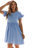 Round Neck Ruffle Sleeve Loose Dress