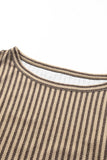 Crew Neck Ruffled Striped Tank Top