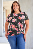 Plus Size Floral Print Twist Knot Top