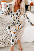 Spooky Halloween Printed Long Slim Fit Lounge Set