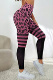 Leopard Stripe Patch Butt Lifting High Waist Yoga Pants