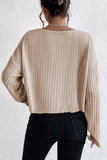 Lettuce Cuffs Drop Shoulder Loose Ribbed Knit Top