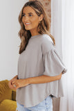 Joint Bubble Sleeve Round Neck Blouse