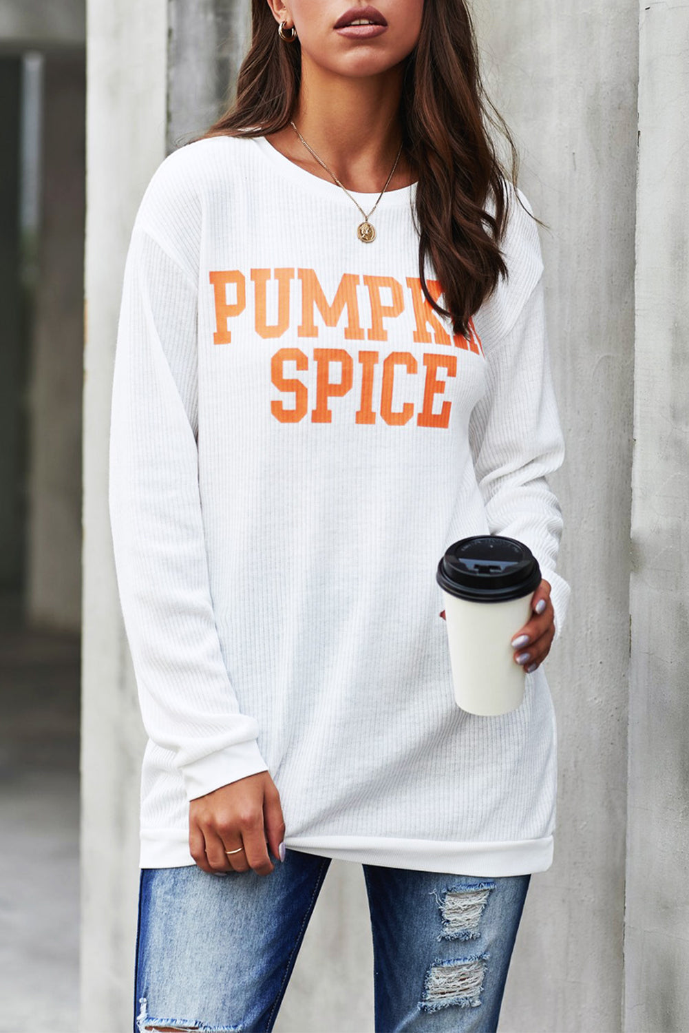 PUMPKIN SPICE Haut en tricot à enfiler graphique