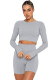 Long Sleeve Seamless Crop Smoke