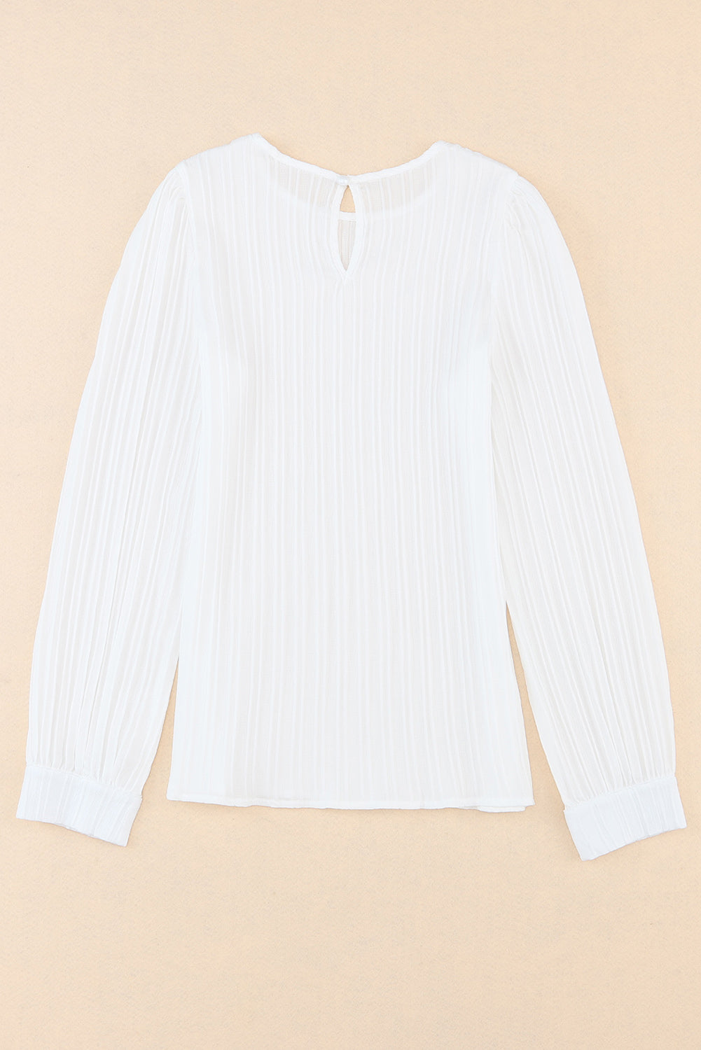 Ribbed Crewneck Puff Long Sleeve Top