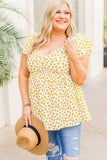 Haut Nuisette Floral Jaune Grande Taille