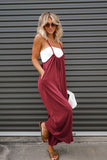 Solid Spaghetti Strap Wide Leg Overall