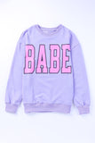 Sweat-shirt gris à motif lettre BABE