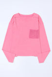 Lace Patch Pocket Long Sleeve T-shirt