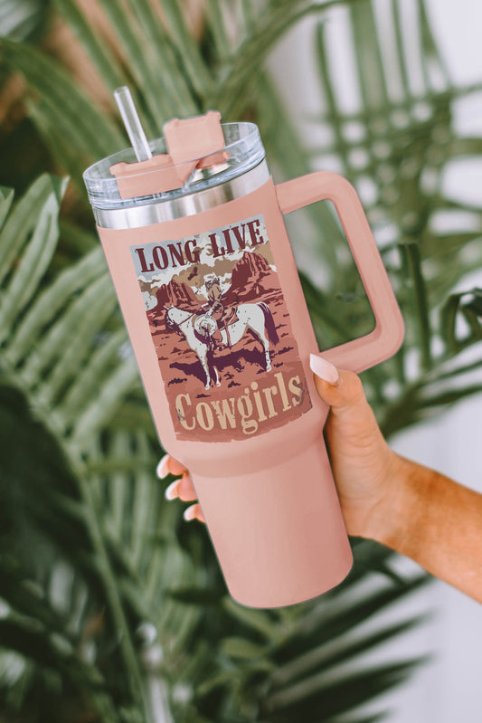 Tasse à double isolation en acier inoxydable 304 Pink Western Cowgirls Graphic 40oz 