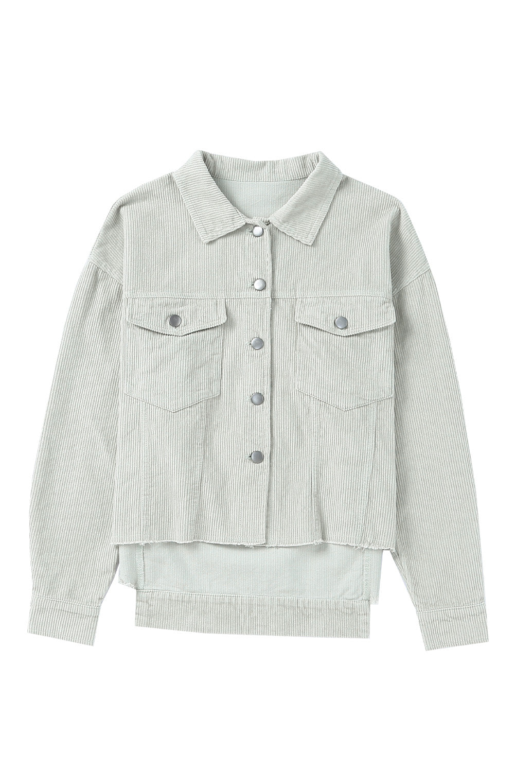 Raw Hem Flap Pockets Cropped Corduroy Jacket