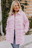 Plus Size Tweed Plaid Houndstooth Print Jacket