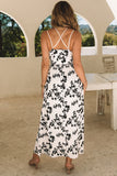 Crossover Hollow-out Maxi Floral Dress with Slit