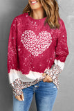 Red Leopard Bleached Pullover Sweatshirt