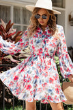 Vintage Floral Print Drawstring Flowy Dress