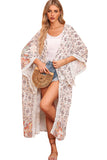 Tassel Trim Split Sleeve Boho Print Kimono