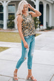 Leopard Print Crew Neck Tank Top