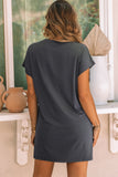 Bat Sleeve T-shirt Dress with Slits