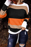 Pull en maille color block orange