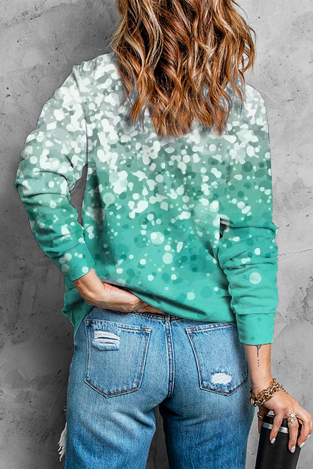 Bleached Splatter Gradient Long Sleeve Sweatshirt