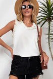 Frilled Trim V Neck Tank Top