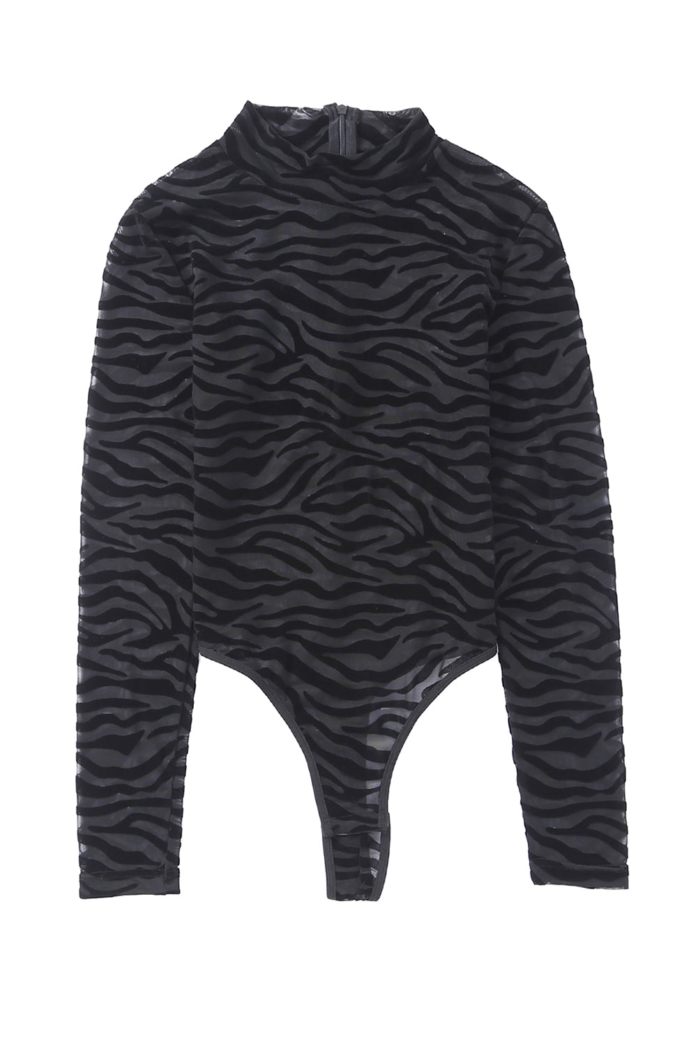 Mock Neck Long Sleeve Zebra Print Bodysuit