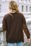 Brown Exposed Seam Patchwork Ribbed Knit Oversized Top