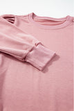 Red Button Tab Detail Long Sleeve Top