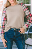 Brown Plaid Raglan Sleeve Sweatshirt