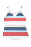 Striped Color Block Notched Neck Tank Top