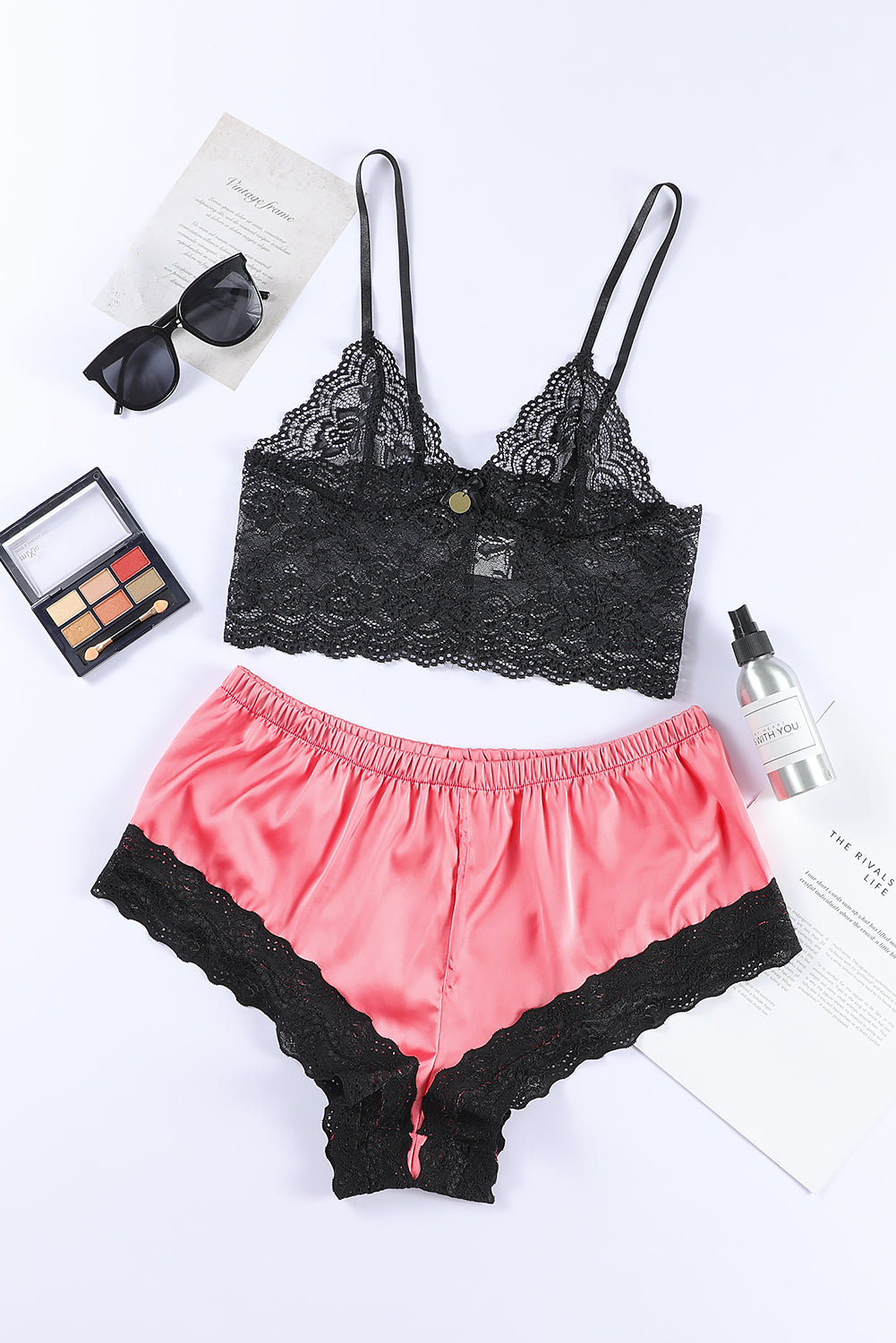 2pcs Lace Spaghetti Straps Lingerie Set