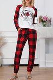 Plaid Merry Christmas Graphic Loungewear Set