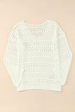 Hollow Out Crochet V Neck Pullover Sweater