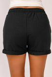 Tie Waist Side Pockets Cuffed Lounge Shorts