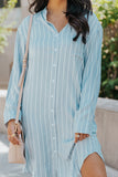 Striped Shirt Midi Dress with Sash