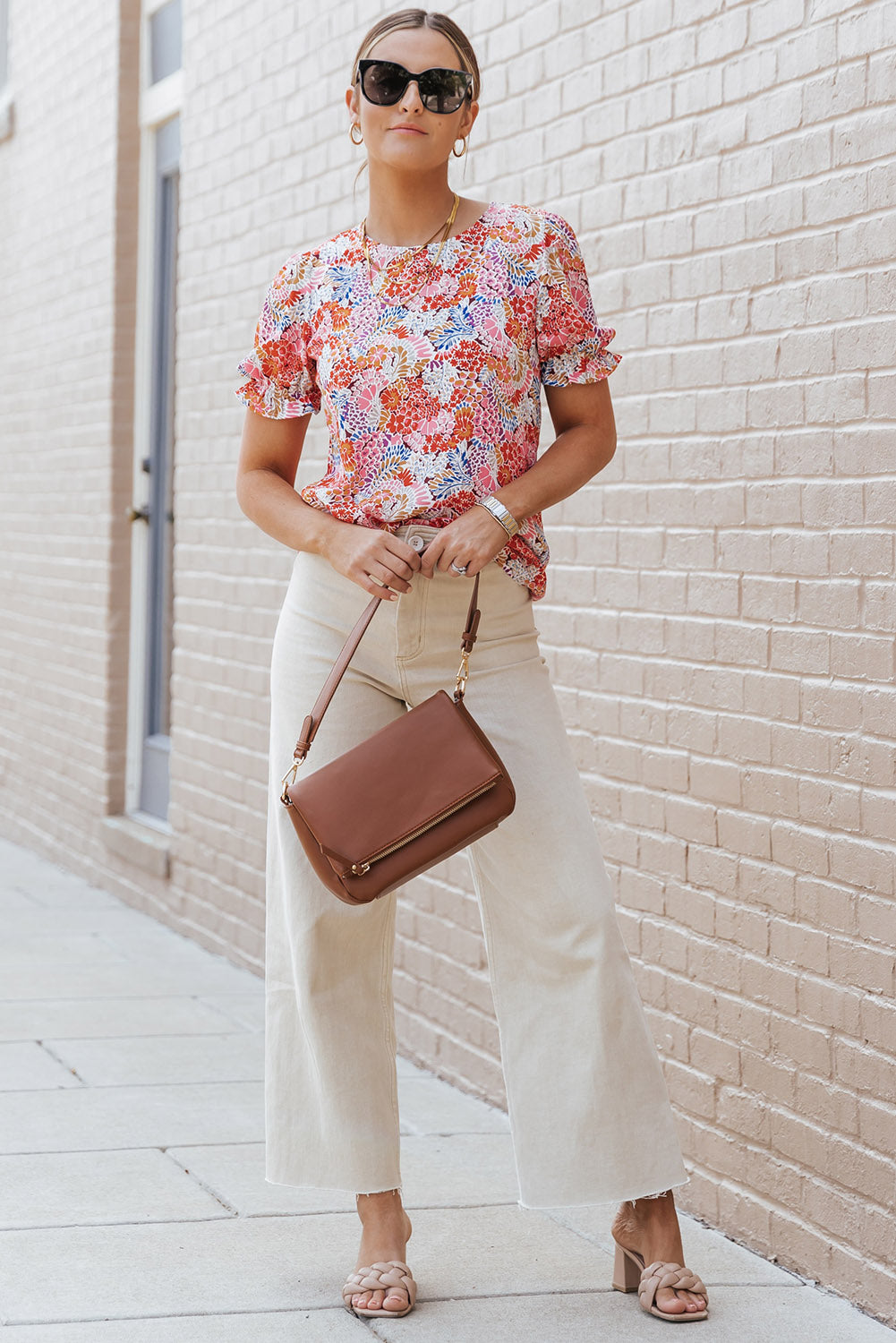 Boho Floral Long Sleeve V-Neck Blouse